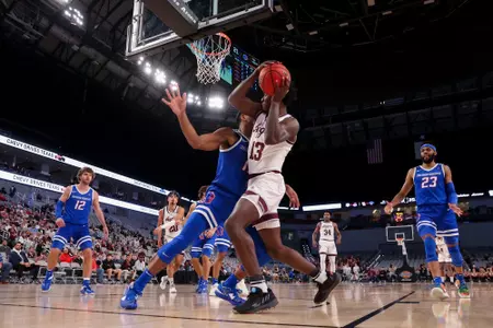 FORT WORTH, TX - December 03, 2022 - Forward Solomon Washington #13 of the Texas A&M Aggies during the game between the Boise State Broncos and the Texas A&M Aggies at DickieÕs Arena in Fort Worth, TX. Photo By Craig Bisacre/Texas A&M Athletics