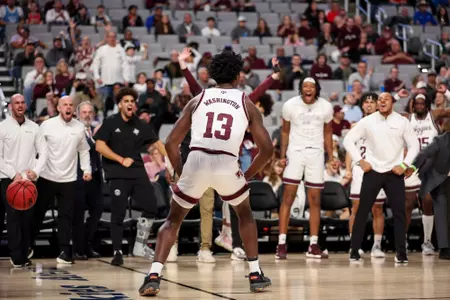 FORT WORTH, TX - December 03, 2022 - Forward Solomon Washington #13 of the Texas A&M Aggies during the game between the Boise State Broncos and the Texas A&M Aggies at DickieÕs Arena in Fort Worth, TX. Photo By Craig Bisacre/Texas A&M Athletics