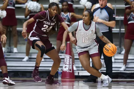 LITTLE ROCK, AR - December 06, 2022 - Guard Sahara Jones #24 of the Texas A&M Aggies during the game between the Little Rock Trojans and the Texas A&M Aggies at Jack Stephens Center in Little Rock, AR. Photo By Ethan Mito/Texas A&M Athletics