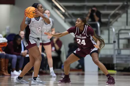 LITTLE ROCK, AR - December 06, 2022 - Guard Sahara Jones #24 of the Texas A&M Aggies during the game between the Little Rock Trojans and the Texas A&M Aggies at Jack Stephens Center in Little Rock, AR. Photo By Ethan Mito/Texas A&M Athletics