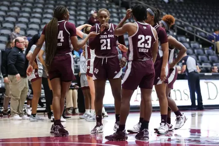 LITTLE ROCK, AR - December 06, 2022 - Texas A&M Aggies Women's Basketball Team during the game between the Little Rock Trojans and the Texas A&M Aggies at Jack Stephens Center in Little Rock, AR. Photo By Ethan Mito/Texas A&M Athletics