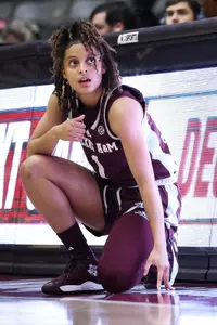 LITTLE ROCK, AR - December 06, 2022 - Guard Mya Petticord #1 of the Texas A&M Aggies during the game between the Little Rock Trojans and the Texas A&M Aggies at Jack Stephens Center in Little Rock, AR. Photo By Ethan Mito/Texas A&M Athletics
