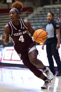 LITTLE ROCK, AR - December 06, 2022 - Guard Kay Kay Green #4 of the Texas A&M Aggies during the game between the Little Rock Trojans and the Texas A&M Aggies at Jack Stephens Center in Little Rock, AR. Photo By Ethan Mito/Texas A&M Athletics