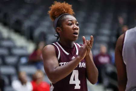 LITTLE ROCK, AR - December 06, 2022 - Guard Kay Kay Green #4 of the Texas A&M Aggies during the game between the Little Rock Trojans and the Texas A&M Aggies at Jack Stephens Center in Little Rock, AR. Photo By Ethan Mito/Texas A&M Athletics