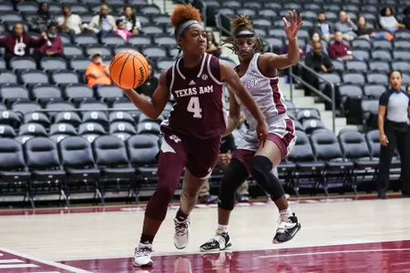 LITTLE ROCK, AR - December 06, 2022 - Guard Kay Kay Green #4 of the Texas A&M Aggies during the game between the Little Rock Trojans and the Texas A&M Aggies at Jack Stephens Center in Little Rock, AR. Photo By Ethan Mito/Texas A&M Athletics