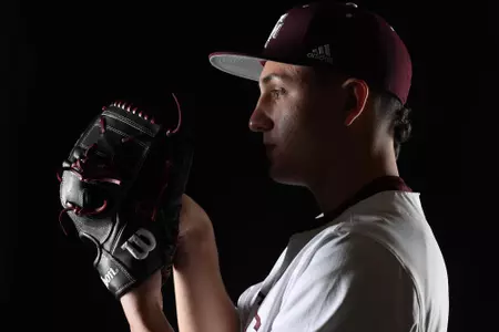 COLLEGE STATION, TX - January 12, 2022 - Pitcher Chris Cortez #10 of the Texas A&M Aggies during Texas A&M Aggies Baseball photo day in College Station, TX. Photo By Craig Bisacre/Texas A&M Athletics