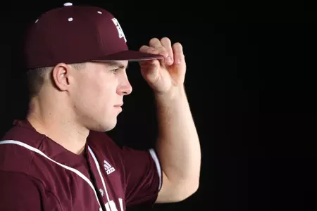COLLEGE STATION, TX - January 12, 2022 - Catcher Rody Barker #2 of the Texas A&M Aggies during Texas A&M Aggies Baseball photo day in College Station, TX. Photo By Craig Bisacre/Texas A&M Athletics