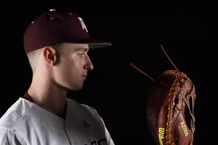 COLLEGE STATION, TX - January 12, 2022 - Catcher Robert Antonetti #45 of the Texas A&M Aggies during Texas A&M Aggies Baseball photo day in College Station, TX. Photo By Craig Bisacre/Texas A&M Athletics