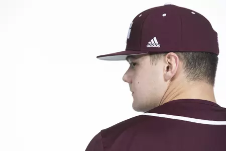 COLLEGE STATION, TX - January 12, 2022 - right hand pitcher Rawley Hector #5 of the Texas A&M Aggies during the Texas A&M Aggies 2022 Baseball Photo Day in The Studio in Kyle Field College Station, TX. Photo By Craig Bisacre/Texas A&M Athletics