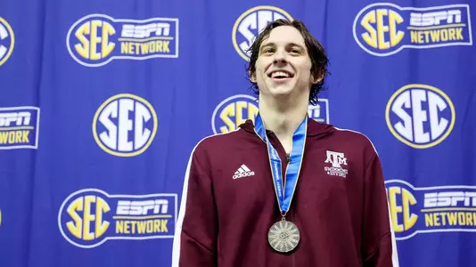 Ethan Gogulski earns a silver medal in the 100 back at SEC Championships