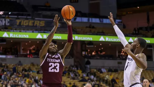 COLUMBIA, MO - January 15, 2022 - Guard Tyrece Radford #23 of the Texas A&M Aggies during the game between the Missouri Tigers and the Texas A&M Aggies at Mizzou Arena in Columbia, MO. Photo By Craig Bisacre