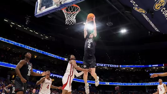 TAMPA, FL - March 12, 2022 - Guard Hayden Hefner #2 of the Texas A&M Aggies during the SEC MenÕs Basketball Tournament game between the Arkansas Razorbacks and the Texas A&M Aggies at Amalie Arena in Tampa, FL. Photo By Craig Bisacre