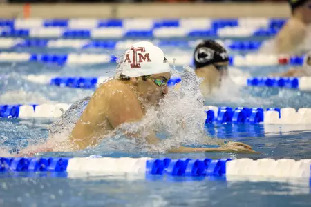 Andres Puente Swimming the breaststroke at NCAA Championships
