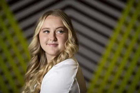 COLLEGE STATION, TX - January 20, 2022 - Catcher/Outfielder Mayce Allen #5 of the Texas A&M Aggies during Softball Photo Day in College Station, TX. Photo By Craig Bisacre/Texas A&M Athletics