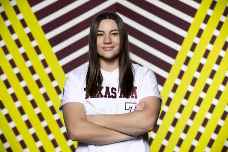 COLLEGE STATION, TX - January 20, 2022 - Catcher Katie Dack #7 of the Texas A&M Aggies during Texas A&M Aggies Softball photo day in College Station, TX. Photo By Kate Luffman/Texas A&M Athletics