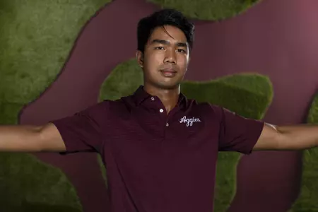 COLLEGE STATION, TX - August 26, 2021 - Phichaskn Maichon of the Texas A&M Aggies during Men’s Golf Photo Day in College Station, TX. Photo By Kate Luffman/Texas A&M Athletics
