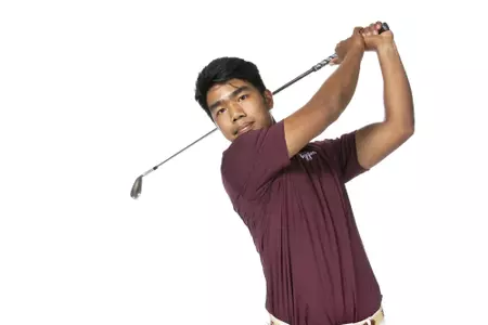 COLLEGE STATION, TX - August 26, 2021 - Phichaskn Maichon of the Texas A&M Aggies during Texas A&M Golf Photo Day at The Studio in Kyle Field in College Station, TX. Photo By Brendall O'Banon/Texas A&M Athletics