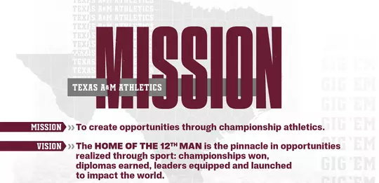Mission Statement: To create opportunities through championship athletics. Vision Statement: The HOME OF THE 12TH MAN is the pinnacle in opportunities realized through sport: championships won, diplomas earned, leaders equipped and launched to impact the world.
