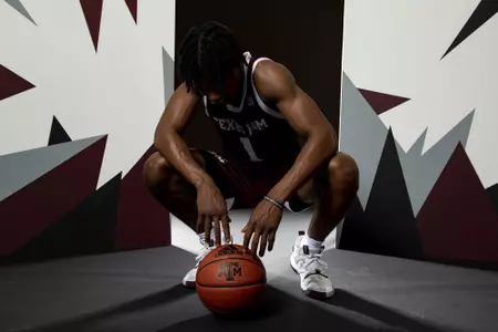 COLLEGE STATION, TX - July 20, 2022 - Khalen Robinson during Texas A&M Aggies Men's Basketball photo day in College Station, TX. Photo By Kate Luffman/Texas A&M Athletics