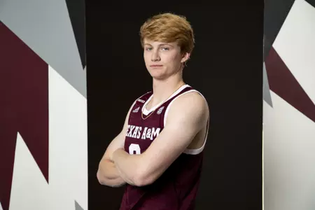 COLLEGE STATION, TX - July 20, 2022 - Hayden Hefner during Texas A&M Aggies Men's Basketball photo day in College Station, TX. Photo By Kate Luffman/Texas A&M Athletics