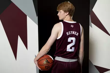 COLLEGE STATION, TX - July 20, 2022 - Hayden Hefner during Texas A&M Aggies Men's Basketball photo day in College Station, TX. Photo By Kate Luffman/Texas A&M Athletics