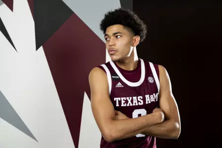 COLLEGE STATION, TX - July 20, 2022 - Erik Pratt during Texas A&M Aggies Men's Basketball photo day in College Station, TX. Photo By Kate Luffman/Texas A&M Athletics