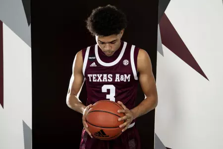 COLLEGE STATION, TX - July 20, 2022 - Erik Pratt during Texas A&M Aggies Men's Basketball photo day in College Station, TX. Photo By Kate Luffman/Texas A&M Athletics