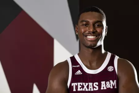 COLLEGE STATION, TX - July 20, 2022 - Henry Coleman during Texas A&M Aggies Men's Basketball photo day in College Station, TX. Photo By Kate Luffman/Texas A&M Athletics