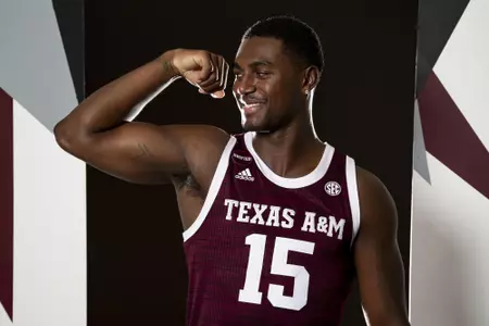 COLLEGE STATION, TX - July 20, 2022 - Henry Coleman during Texas A&M Aggies Men's Basketball photo day in College Station, TX. Photo By Kate Luffman/Texas A&M Athletics