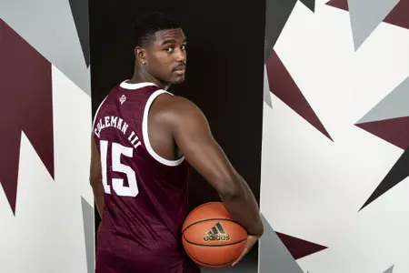 COLLEGE STATION, TX - July 20, 2022 - Henry Coleman during Texas A&M Aggies Men's Basketball photo day in College Station, TX. Photo By Kate Luffman/Texas A&M Athletics