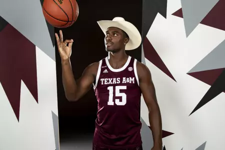 COLLEGE STATION, TX - July 20, 2022 - Henry Coleman during Texas A&M Aggies Men's Basketball photo day in College Station, TX. Photo By Kate Luffman/Texas A&M Athletics