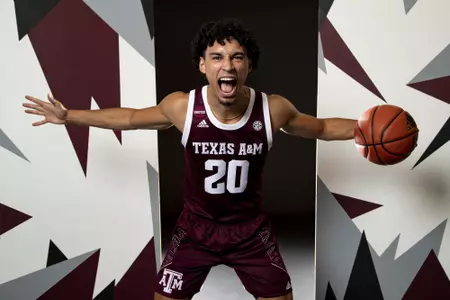 COLLEGE STATION, TX - July 20, 2022 - Andre Gordon during Texas A&M Aggies Men's Basketball photo day in College Station, TX. Photo By Kate Luffman/Texas A&M Athletics