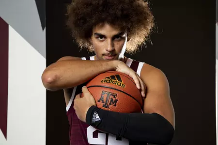 COLLEGE STATION, TX - July 20, 2022 - Davin Watkins during Texas A&M Aggies Men's Basketball photo day in College Station, TX. Photo By Kate Luffman/Texas A&M Athletics