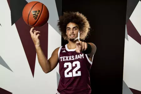 COLLEGE STATION, TX - July 20, 2022 - Davin Watkins during Texas A&M Aggies Men's Basketball photo day in College Station, TX. Photo By Kate Luffman/Texas A&M Athletics