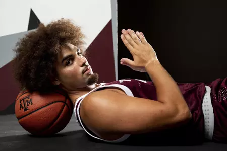 COLLEGE STATION, TX - July 20, 2022 - Davin Watkins during Texas A&M Aggies Men's Basketball photo day in College Station, TX. Photo By Kate Luffman/Texas A&M Athletics