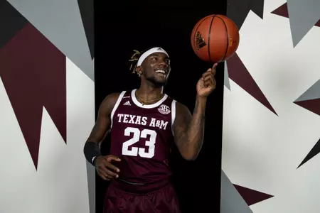 COLLEGE STATION, TX - July 20, 2022 - Tyrece Radford during Texas A&M Aggies Men's Basketball photo day in College Station, TX. Photo By Kate Luffman/Texas A&M Athletics