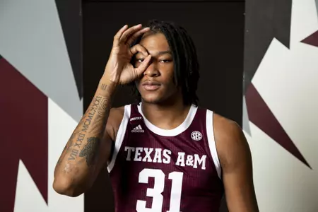 COLLEGE STATION, TX - July 20, 2022 - Javonte Brown during Texas A&M Aggies Men's Basketball photo day in College Station, TX. Photo By Kate Luffman/Texas A&M Athletics