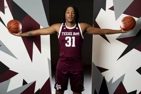 COLLEGE STATION, TX - July 20, 2022 - Javonte Brown during Texas A&M Aggies Men's Basketball photo day in College Station, TX. Photo By Kate Luffman/Texas A&M Athletics