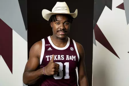 COLLEGE STATION, TX - July 20, 2022 - Julius Marble during Texas A&M Aggies Men's Basketball photo day in College Station, TX. Photo By Kate Luffman/Texas A&M Athletics