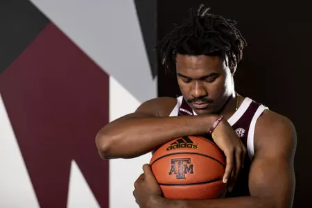 COLLEGE STATION, TX - July 20, 2022 - Julius Marble during Texas A&M Aggies Men's Basketball photo day in College Station, TX. Photo By Kate Luffman/Texas A&M Athletics