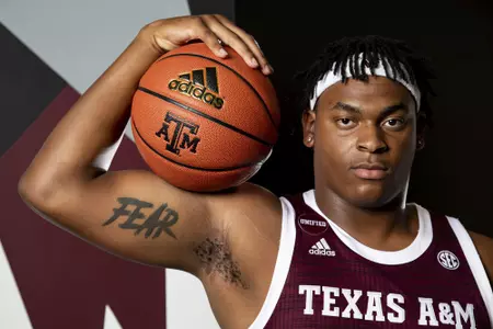 COLLEGE STATION, TX - July 20, 2022 - Ashton Smith during Texas A&M Aggies Men's Basketball photo day in College Station, TX. Photo By Kate Luffman/Texas A&M Athletics