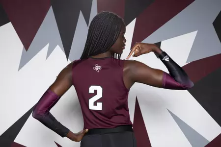 COLLEGE STATION, TX - August 12, 2022 - Middle blocker Ital Lopuyo #2 of the Texas A&M Aggies during Texas A&M Aggies Volleyball photo day in College Station, TX. Photo By Brendall O'Banon/Texas A&M Athletics