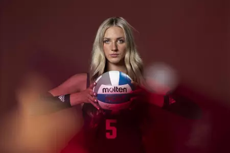 COLLEGE STATION, TX - August 12, 2022 - Outside hitter Lexi Guinn #5 of the Texas A&M Aggies during Texas A&M Aggies Volleyball photo day in College Station, TX. Photo By Hayden Carroll/Texas A&M Athletics
