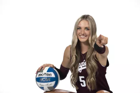COLLEGE STATION, TX - August 12, 2022 - Outside hitter Lexi Guinn #5 of the Texas A&M Aggies during Texas A&M Aggies Volleyball photo day in College Station, TX. Photo By Kate Luffman/Texas A&M Athletics