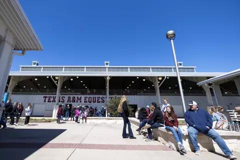COLLEGE STATION, TX - March 12, 2022 - during the Equestrian game between the Oklahoma St. Cowboys and the Texas A&M Aggies at Hildebrand Equine Complex in College Station, TX. Photo By Kate Luffman/Texas A&M Athletics