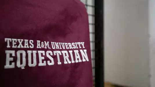 Ocala, Florida - April 12, 2022 - Tack bag during the NCEA National Championship at the World Equestrian Center in Ocala, Florida. Photo By Rachel Mahan/Texas A&M Athletics