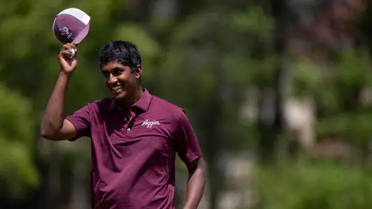 COLLEGE STATION, TX - April 10, 2022 - Vishnu Sadagopan of the Texas A&M Aggies during the Aggie Invitational at Traditions Club in College Station, TX. Photo By Brendall O'Banon/Texas A&M Athletics