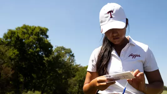 COLLEGE STATION, TX - September 21, 2022 - Jennie Park of the Texas A&M Aggies during the ?MO?morial Invitational golf tournament at Traditions Club in College Station, TX. Photo By Ethan Mito/Texas A&M Athletics