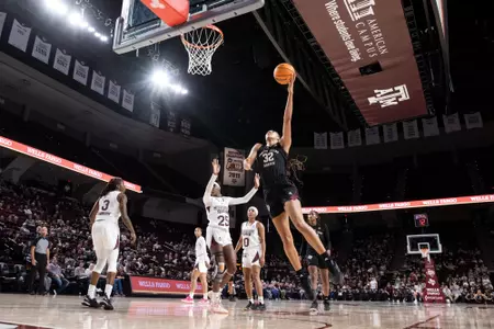 COLLEGE STATION, TX - January 15, 2023 - Forward Aaliyah Patty #32 of the Texas A&M Aggies during the game between the Mississippi St. Bulldogs and the Texas A&M Aggies at Reed Arena in College Station, TX. Photo By Ethan Mito/Texas A&M Athletics