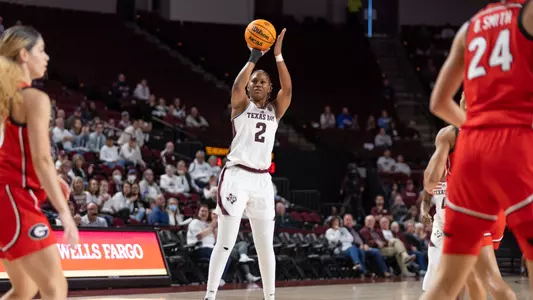 COLLEGE STATION, TX - January 22, 2023 - Forward Janiah Barker #2 of the Texas A&M Aggies during the game between the Georgia Bulldogs and the Texas A&M Aggies at Reed Arena in College Station, TX. Photo By Evan Pilat/Texas A&M Athletics